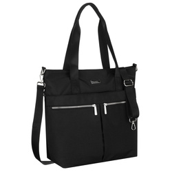 Jednokomorowa, czarna shopperka damska zamykana suwakiem - Peterson