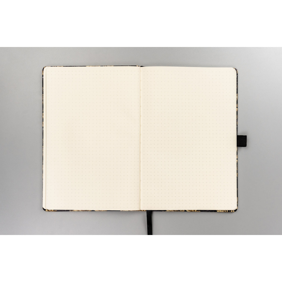 Czarno-złoty notes zadrukowany w kropki i wyposażony w gumkę zamykającą - Peterson