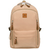 Beżowy plecak szkolny z poliestru z miejscem na laptopa, zamykany suwakiem - Peterson