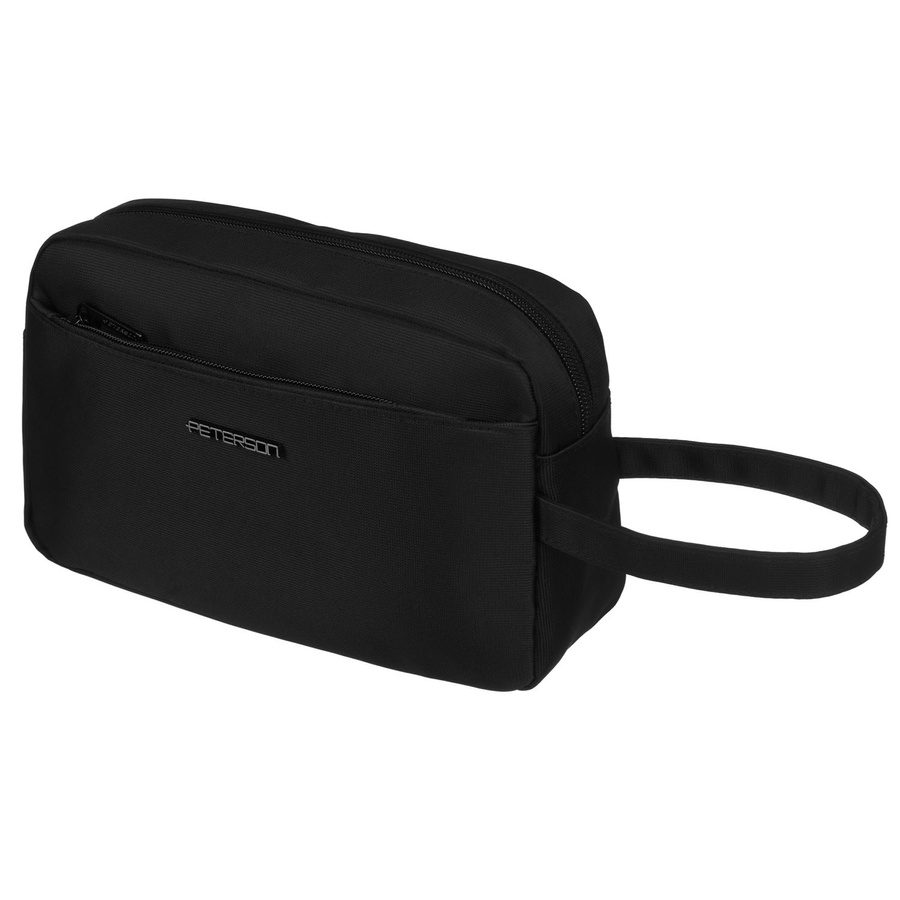 Męska kosmetyczka podróżna z poliestru w czarnym kolorze - Peterson