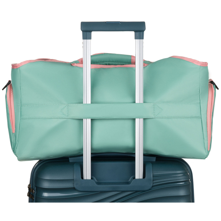 Miętowo-różowa, weekendowa torba podróżna z komorą termiczną na obuwie - Peterson