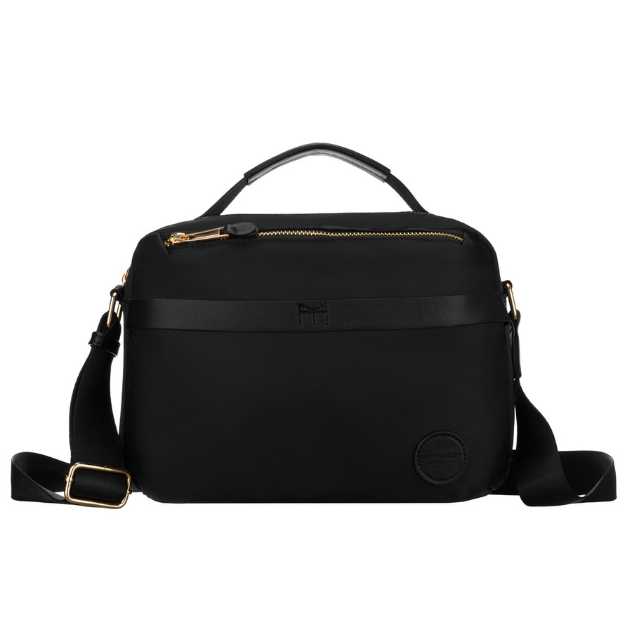 Czarna listonoszka damska z nylonu, jednokomorowa i zamykana suwakiem - Peterson