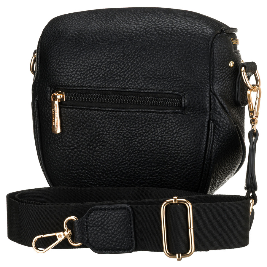 Czarna, praktyczna nerka damska ze skóry ekologicznej ozdobiona ćwiekami - Peterson