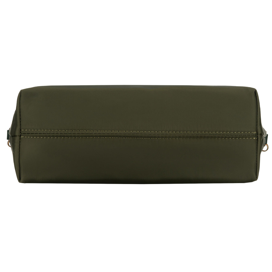 Zielona shopperka damska z nylonu, jednokomorowa z doczepianym, regulowanym paskiem - Peterson