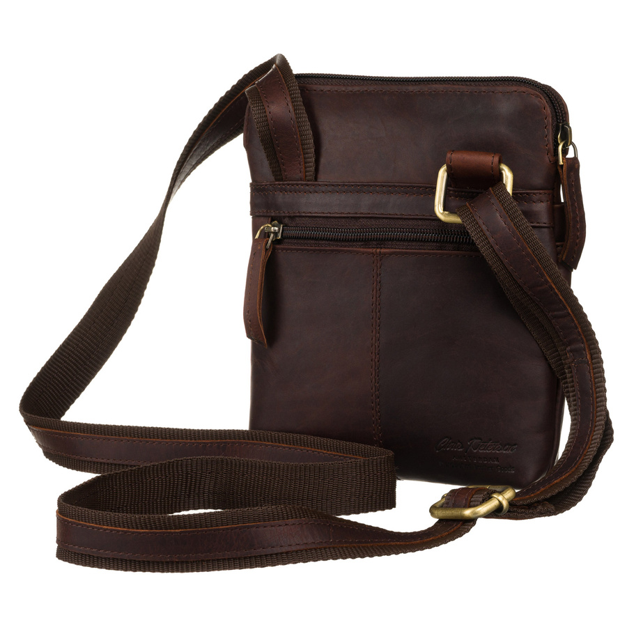 Skórzana torebka na ramię z kieszonką na suwak - Peterson