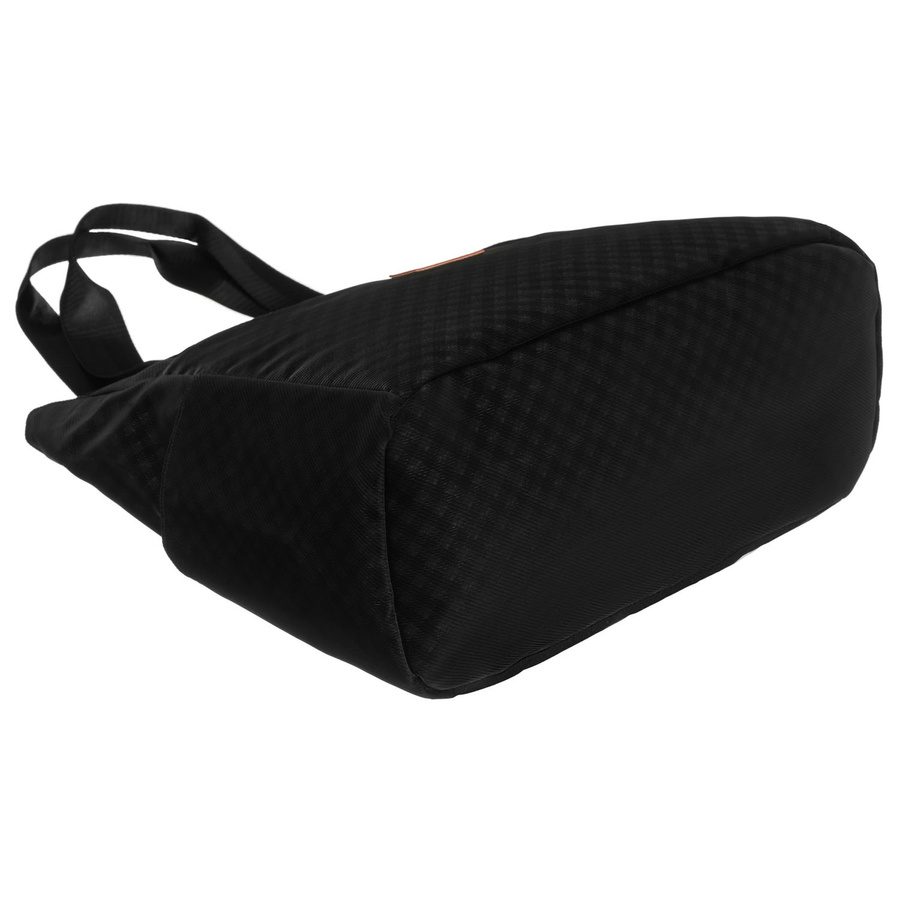 Czarny shopper damski z poliestru pokrytego geometrycznym wzorem - Rovicky