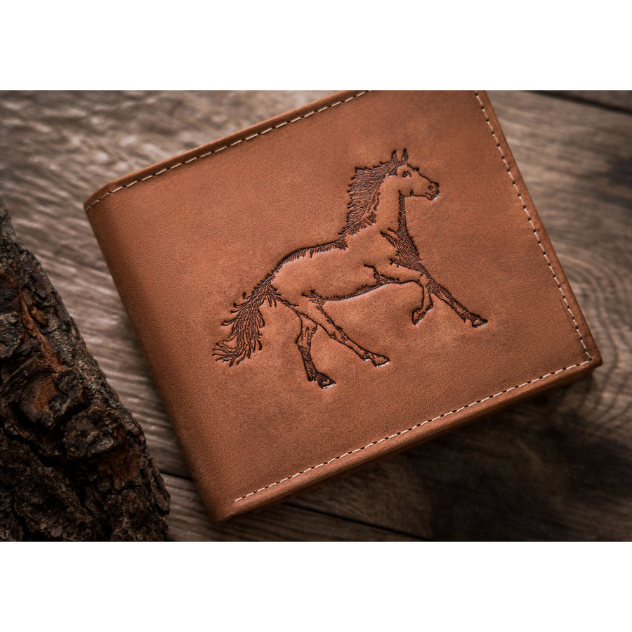 Portfel męski ze skóry naturalnej w brązowym kolorze, model bez zapięcia zewnętrznego - Always Wild