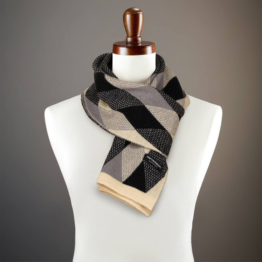 Ciepły szal męski z eleganckim wzorem w romby - Peterson