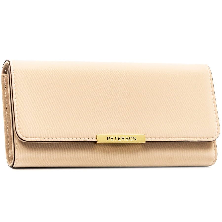 Beżowy portfel damski ze skóry ekologicznej zamykany na zatrzask - Peterson