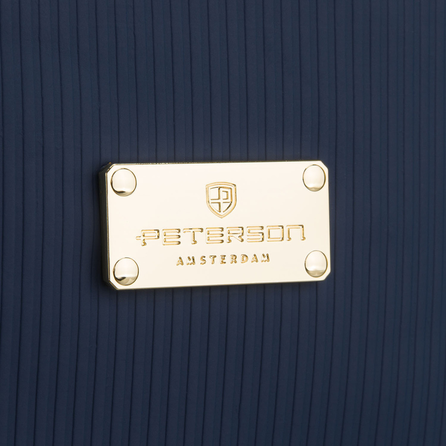 Granatowa kosmetyczka z tkaniny syntetycznej z poręcznym uchwytem - Peterson