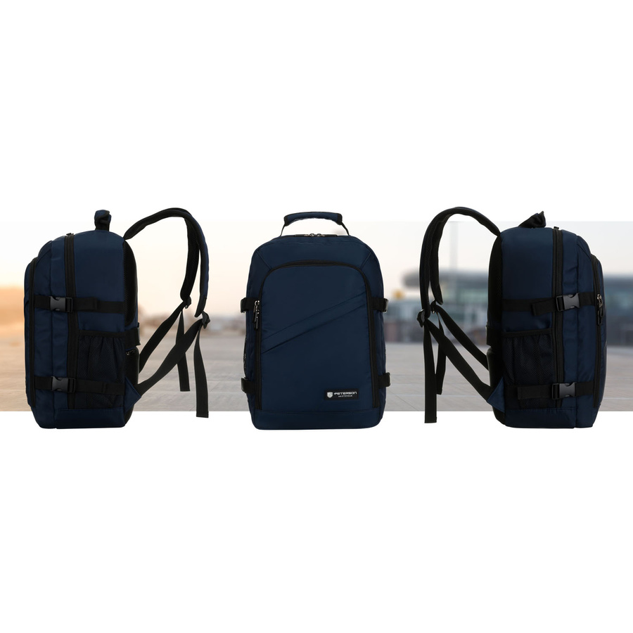 Podróżny plecak z poliestru w granatowym kolorze - Peterson