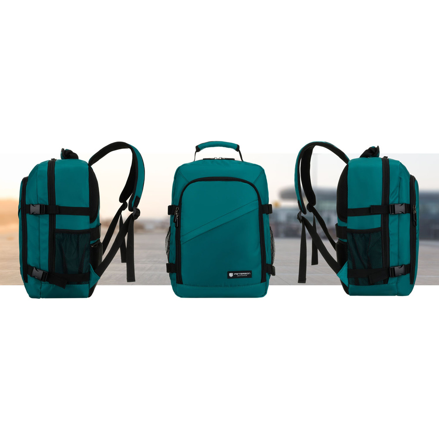 Turkusowy plecak podróżny, dwukomorowy i zamykany suwakiem - Peterson