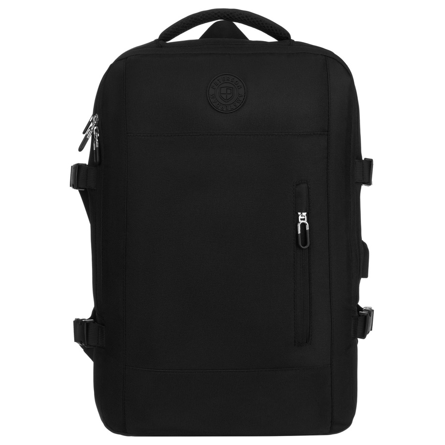 Czarny, podróżny plecak idealny na bagaż podręczny do samolotu - Peterson