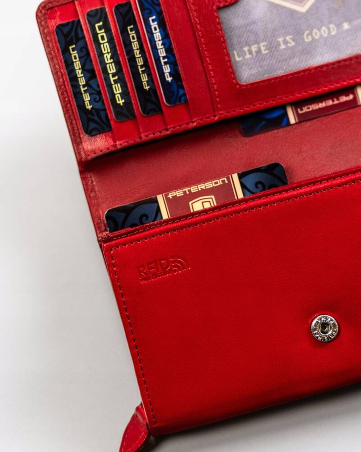 Duży, skórzany portfel damski na zatrzask - Peterson