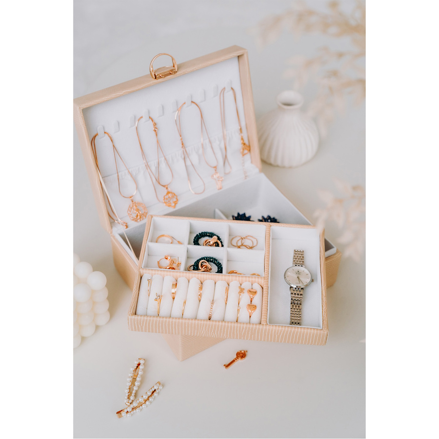 Elegancki organizer na biżuterię z przegródkami - Peterson