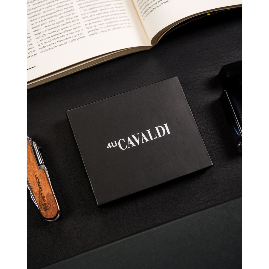 Małe, poziome i czarne etui na karty ze skóry naturalnej - 4U Cavaldi