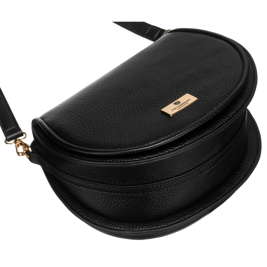 Klasyczna listonoszka damska ze skóry ekologicznej w czarnym kolorze - Peterson