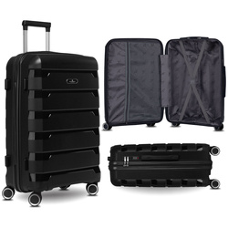 Czarna, średnia walizka z polipropylenu z obrotowymi kółkami - Peterson