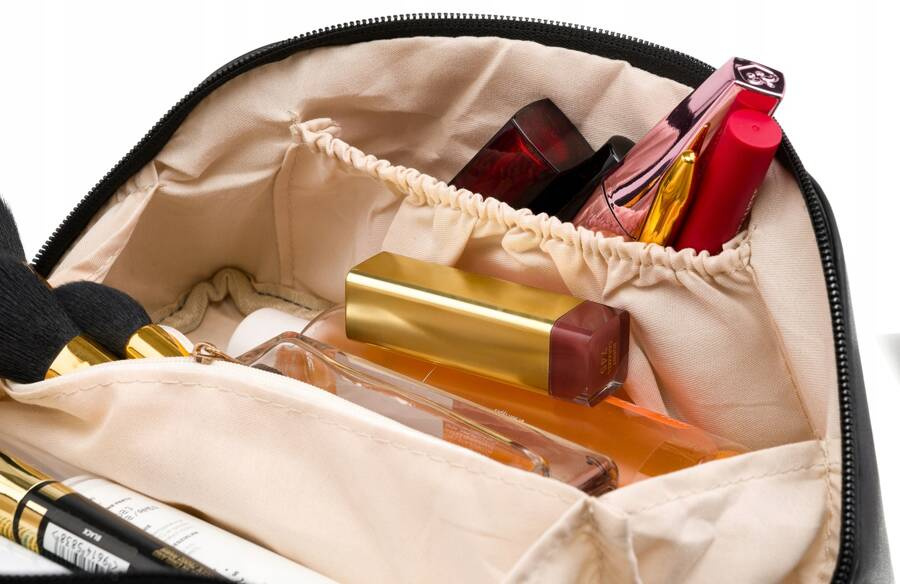 Duża, podróżna kosmetyczka damska ze skóry ekologicznej - Peterson