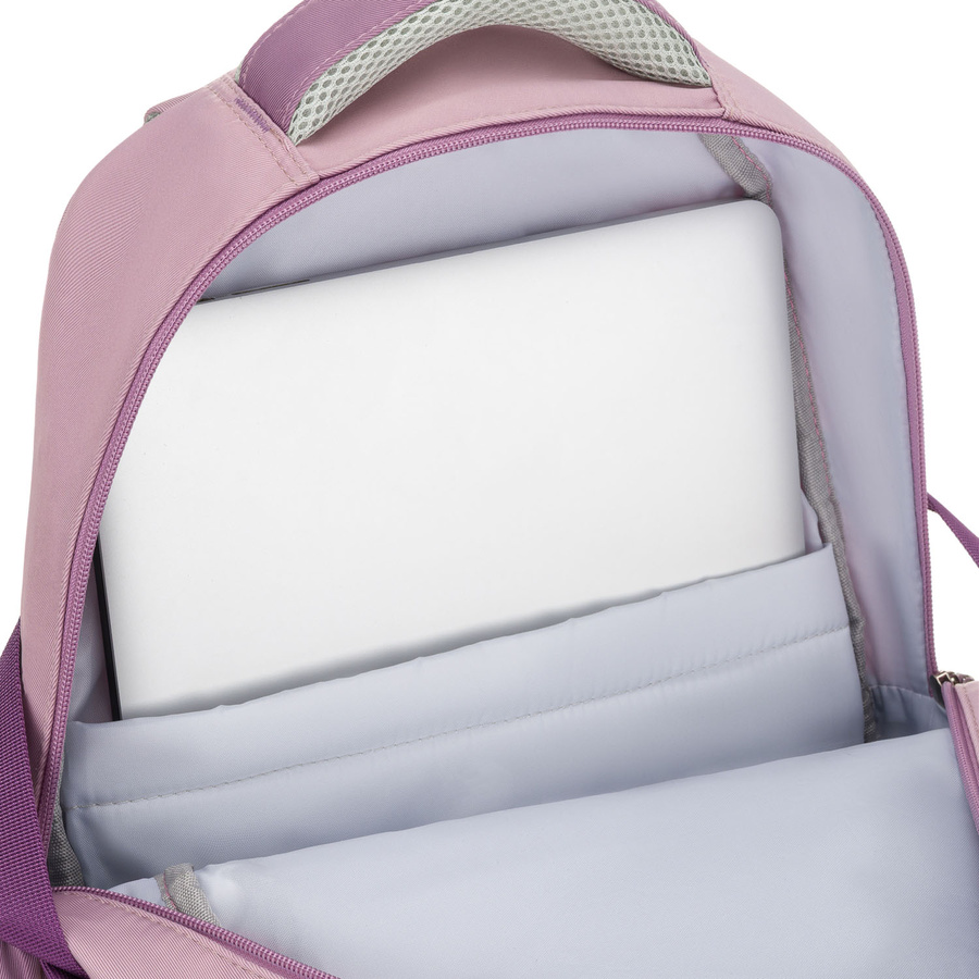 Miękki plecak szkolny z poliestru w białofioletowym kolorze, zawieszony na regulowanych szelkach - Peterson