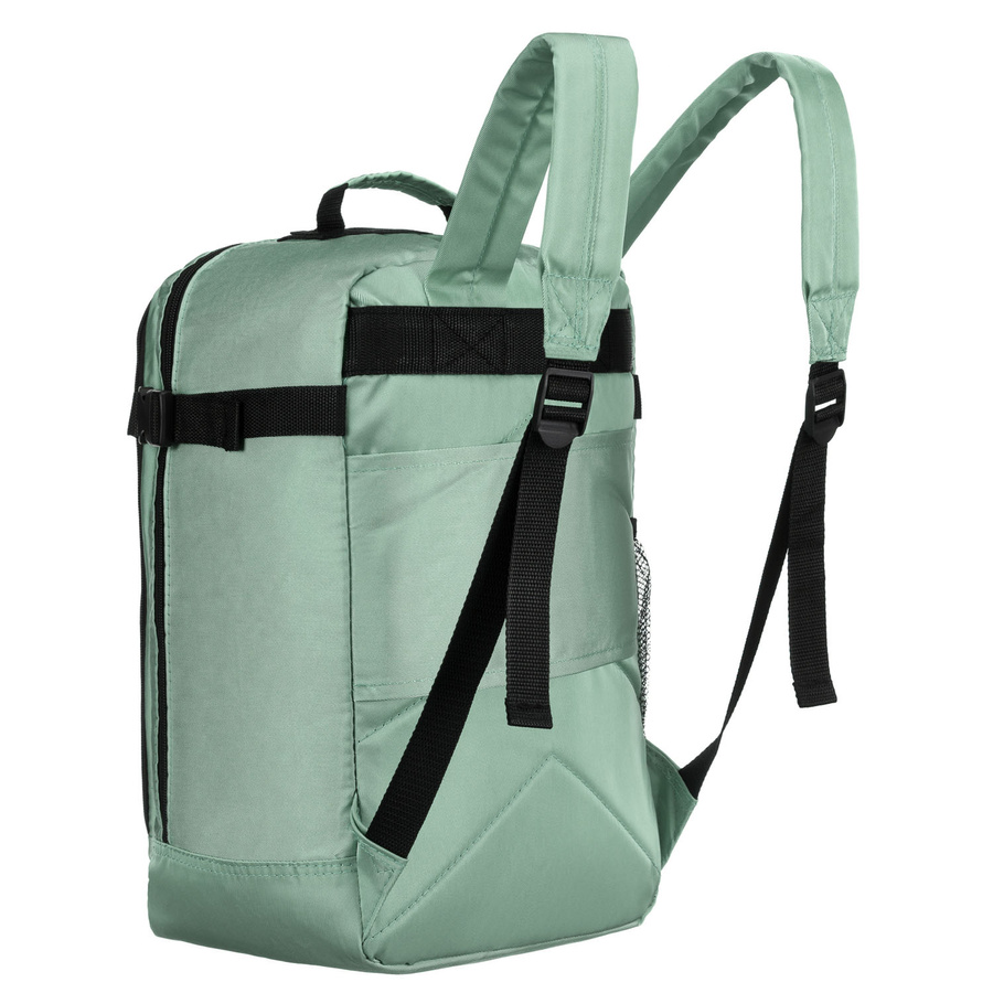 Markowy plecak podróżny w odcieniu miętowym zamykany bezpiecznym suwakiem - Peterson