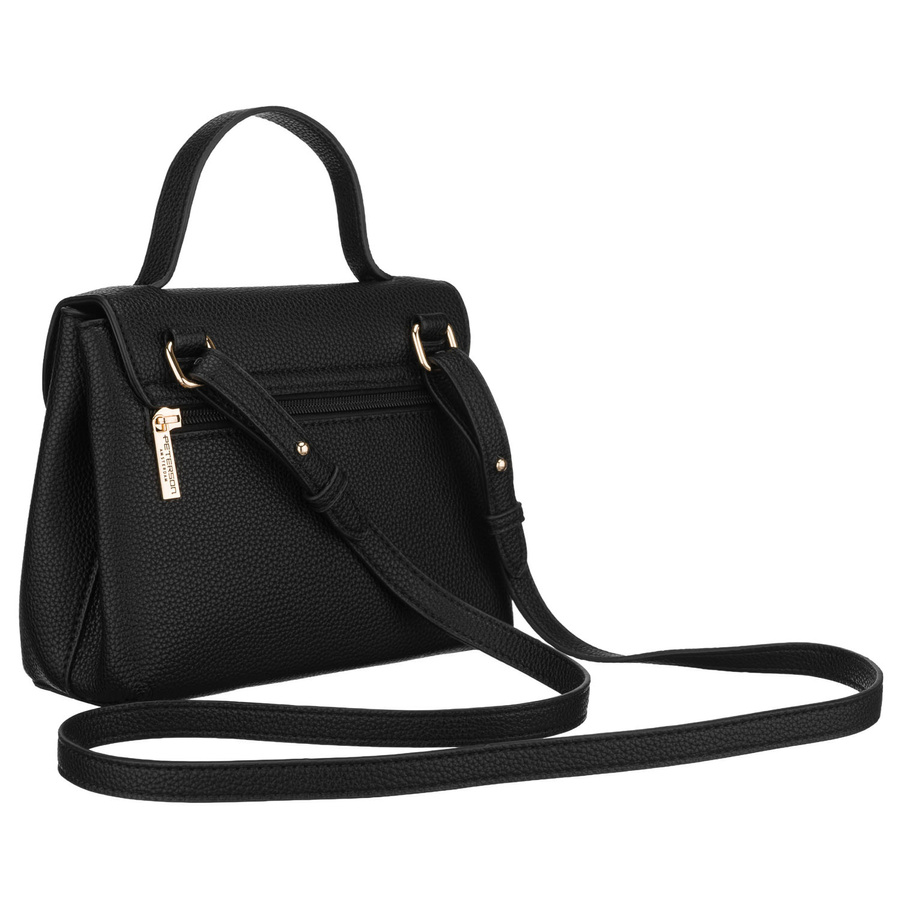 Listonoszka damska ze skóry ekologicznej w czarnym kolorze z kieszonką zewnętrzną - Peterson