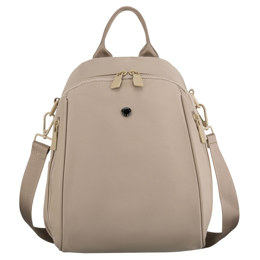 Miejski plecak damski wykonany z poliestru w kolorze ecru, wyposażony w dodatkowy pasek - Peterson