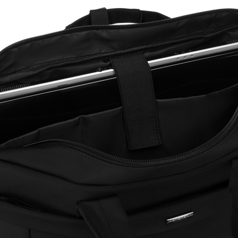 Męska torba na laptopa z wytrzymałej cordury w czarnym kolorze, zamykana suwakiem - Peterson
