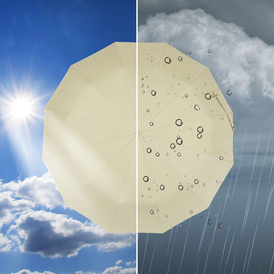 Biały, przeciwdeszczowy i przeciwsłoneczny parasol rozkładany automatycznie - Peterson