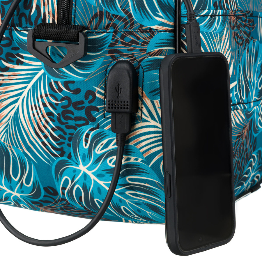 Torba podróżna pokryta roślinnym wzorem wyposażona w dopinany pasek - Rovicky