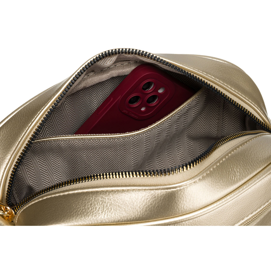 Złota błyszcząca listonoszka damska ze skóry ekologicznej Peterson