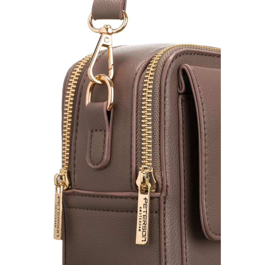 Brązowa listonoszka damska wykonana ze skóry ekologicznej - Peterson