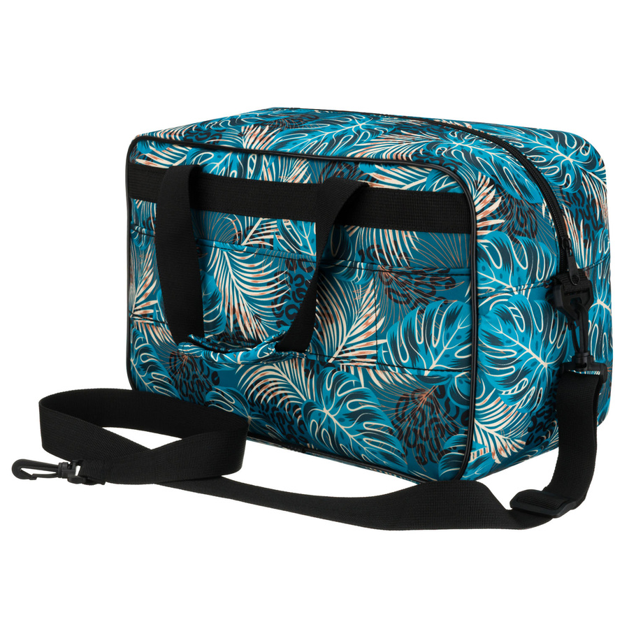 Torba podróżna pokryta roślinnym wzorem wyposażona w dopinany pasek - Rovicky