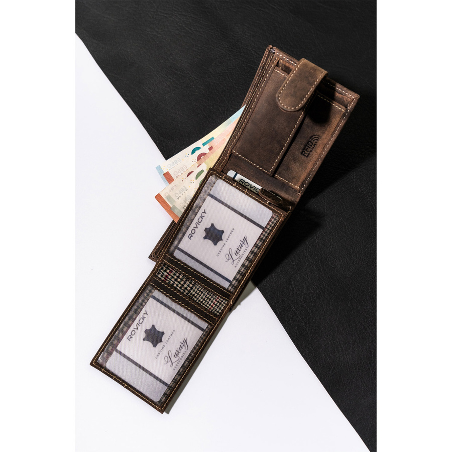 Portfel z naturalnej skóry męski na zatrzask - Buffalo Wild