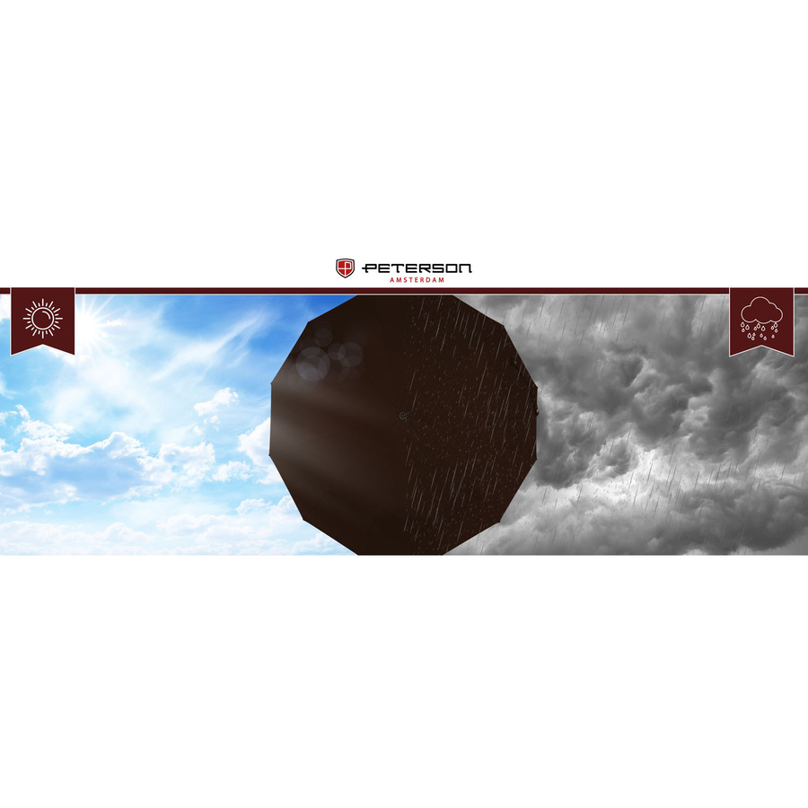 Duży, elegancki i składany parasol w brązowym kolorze - Peterson
