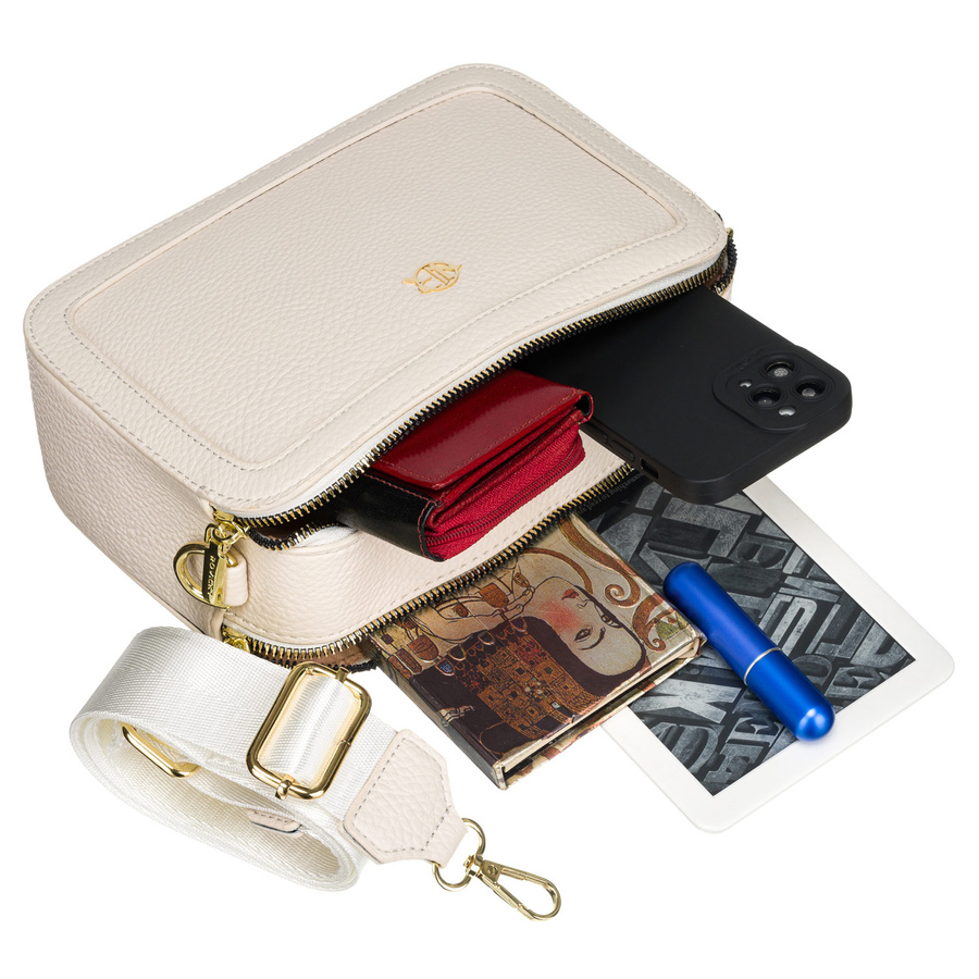 Miejska torebka saszetka na ramię w beżowym kolorze - Rovicky