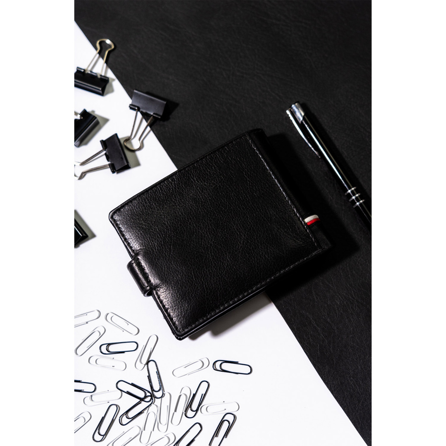 Czarny portfel skórzany męski z ochroną RFID - Rovicky