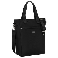 Czarna, pojemna shopperka damska na uchwytach i doczepianym pasku - Peterson