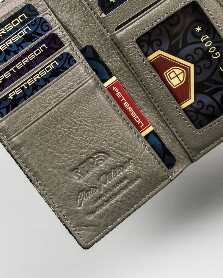 Damski, skórzany portfel w motylki - Peterson