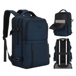 Granatowy plecak podróżny z poliestru z miejscem na laptopa, zawieszony na regulowanych szelkach - Peterson