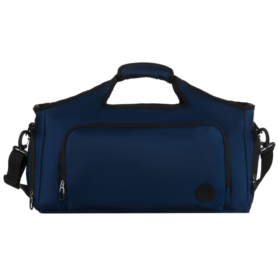 Czarnogranatowa, sportowa torba podróżna na ramię z dopinanym paskiem - Peterson