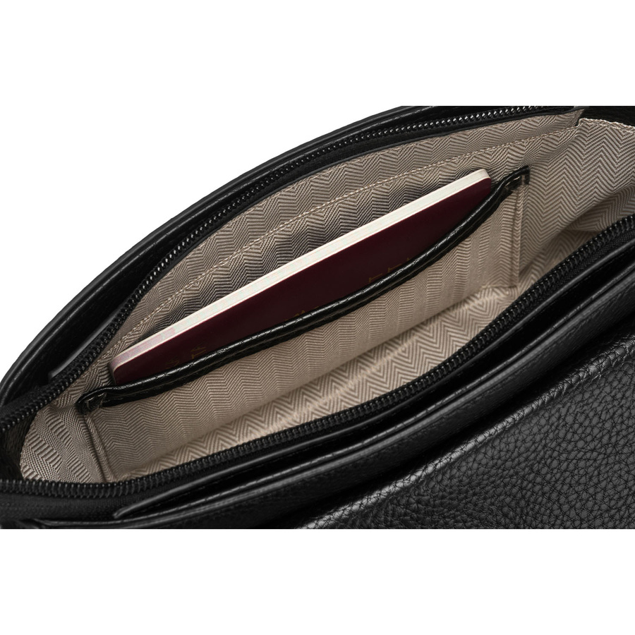 Czarna listonoszka damska na ramię ze skóry ekologicznej z etui w zestawie - Peterson