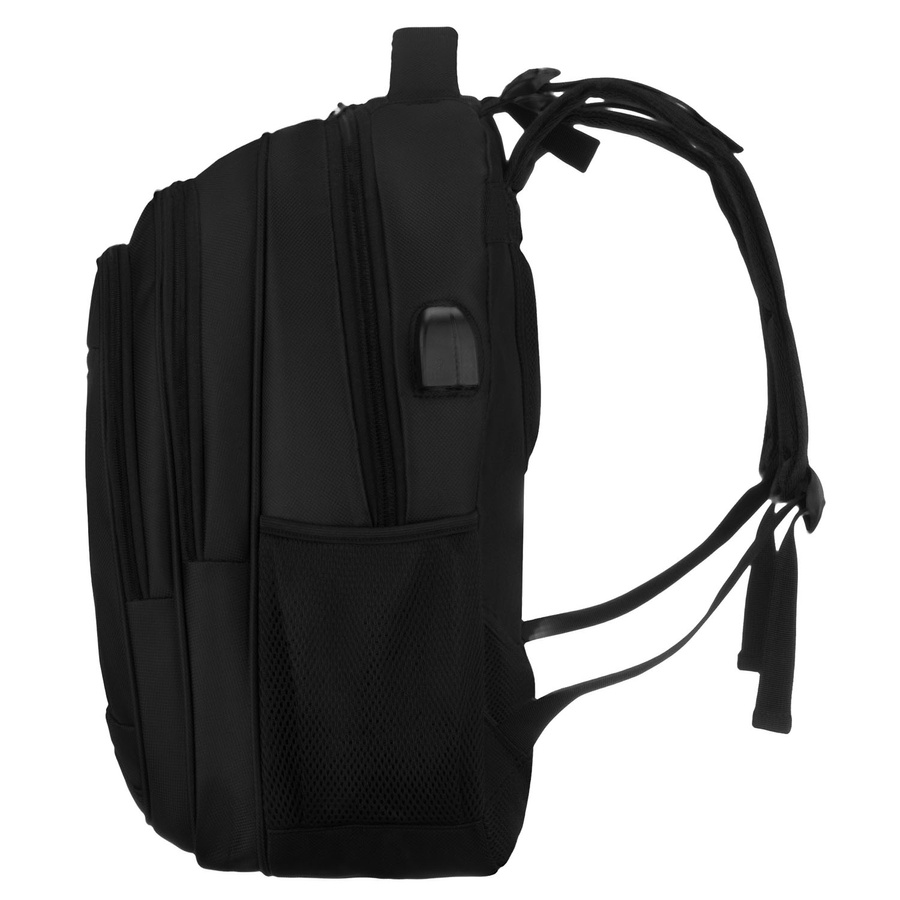 Młodzieżowy, miękki plecak szkolny z poliestru w czarnym kolorze, zawieszony na regulowanych szelkach - Peterson