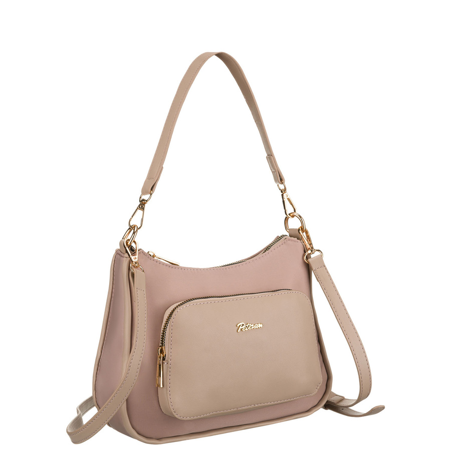 Miejska listonoszka damska z nylonu w różowym kolorze, zamykana suwakiem - Peterson