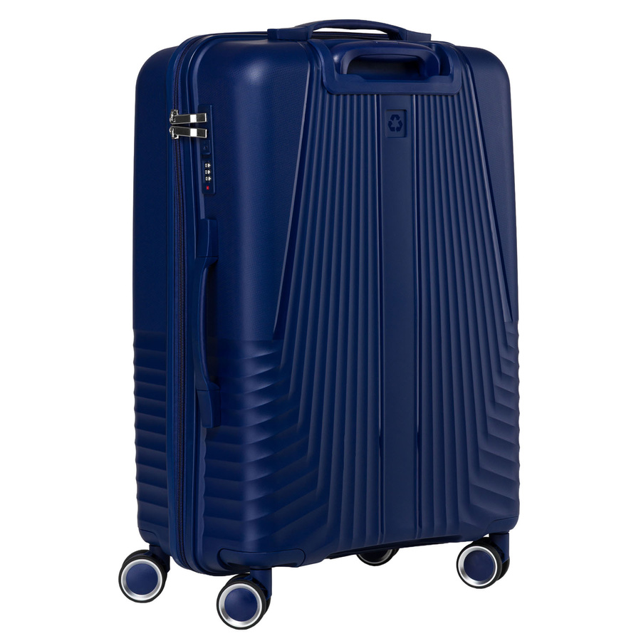 Duża walizka podróżna w granatowym kolorze z wodoodporną skorupą - Peterson