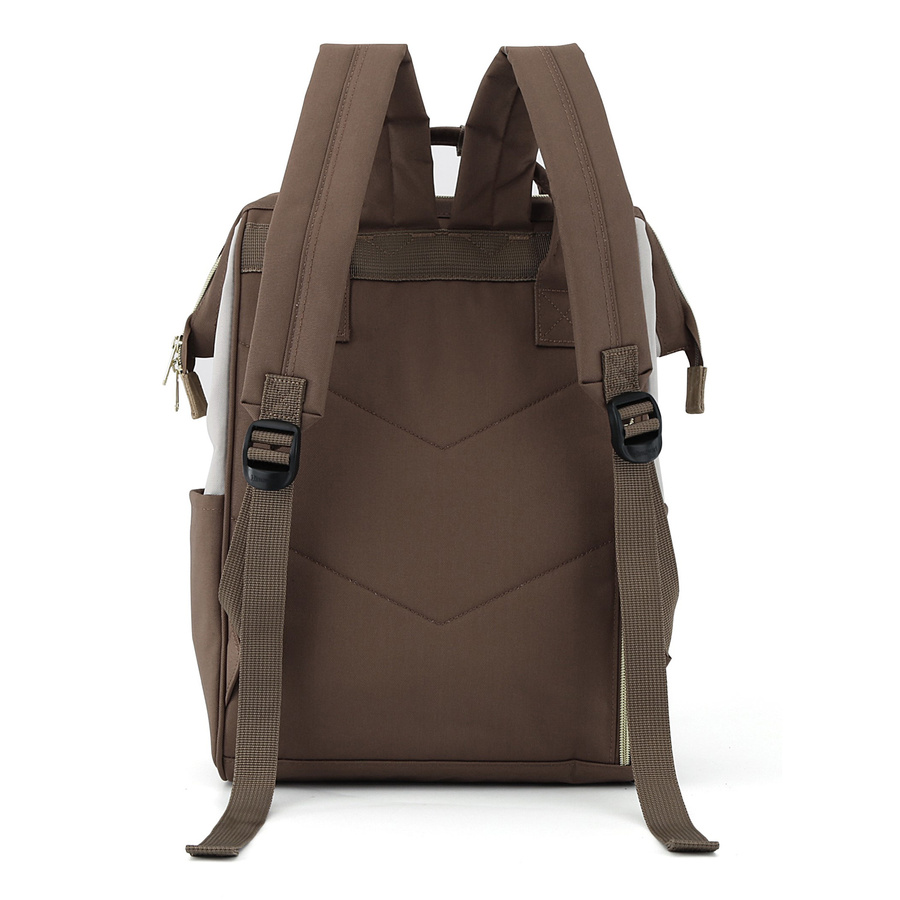 Beżowo-brązowy plecak miejski z frontową kieszenią - Himawari