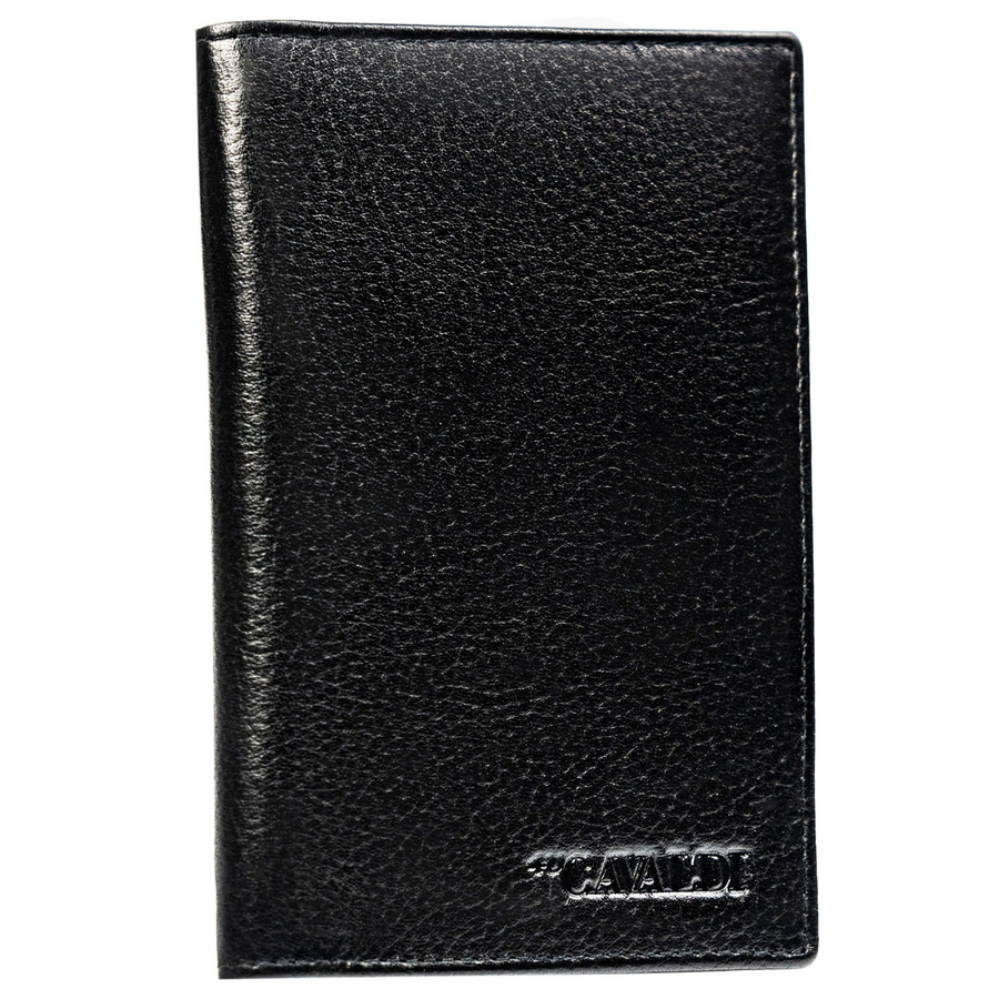 Czarne etui na karty i paszport bez zapięcia zewnętrznego wykonane ze skóry naturalnej - 4U Cavaldi