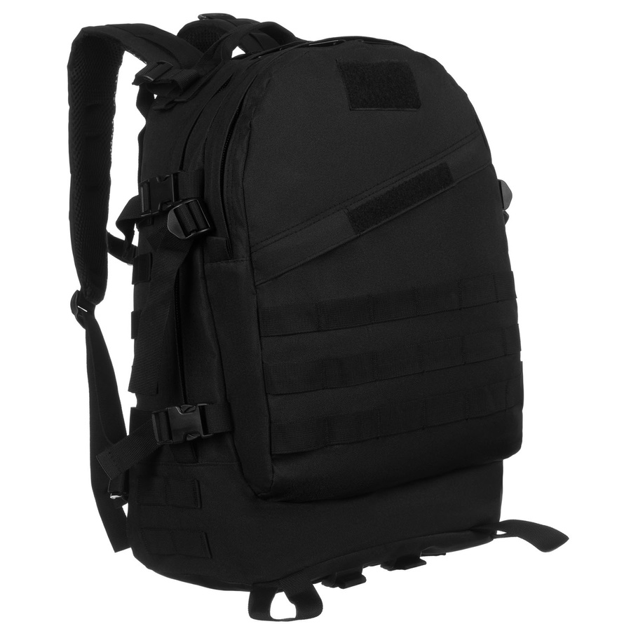 Czarny plecak militarny zawieszony na regulowanych szelkach, trzykomorowy - Peterson