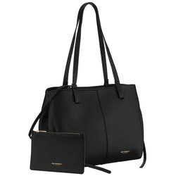 Czarna shopperka damska wykonana ze skóry ekologicznej z praktycznym etui w zestawie - Peterson