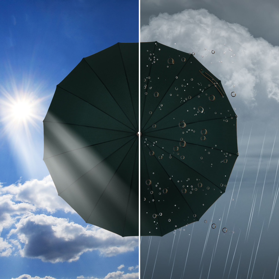 Elegancki, zielony parasol z dużą czaszą - Peterson